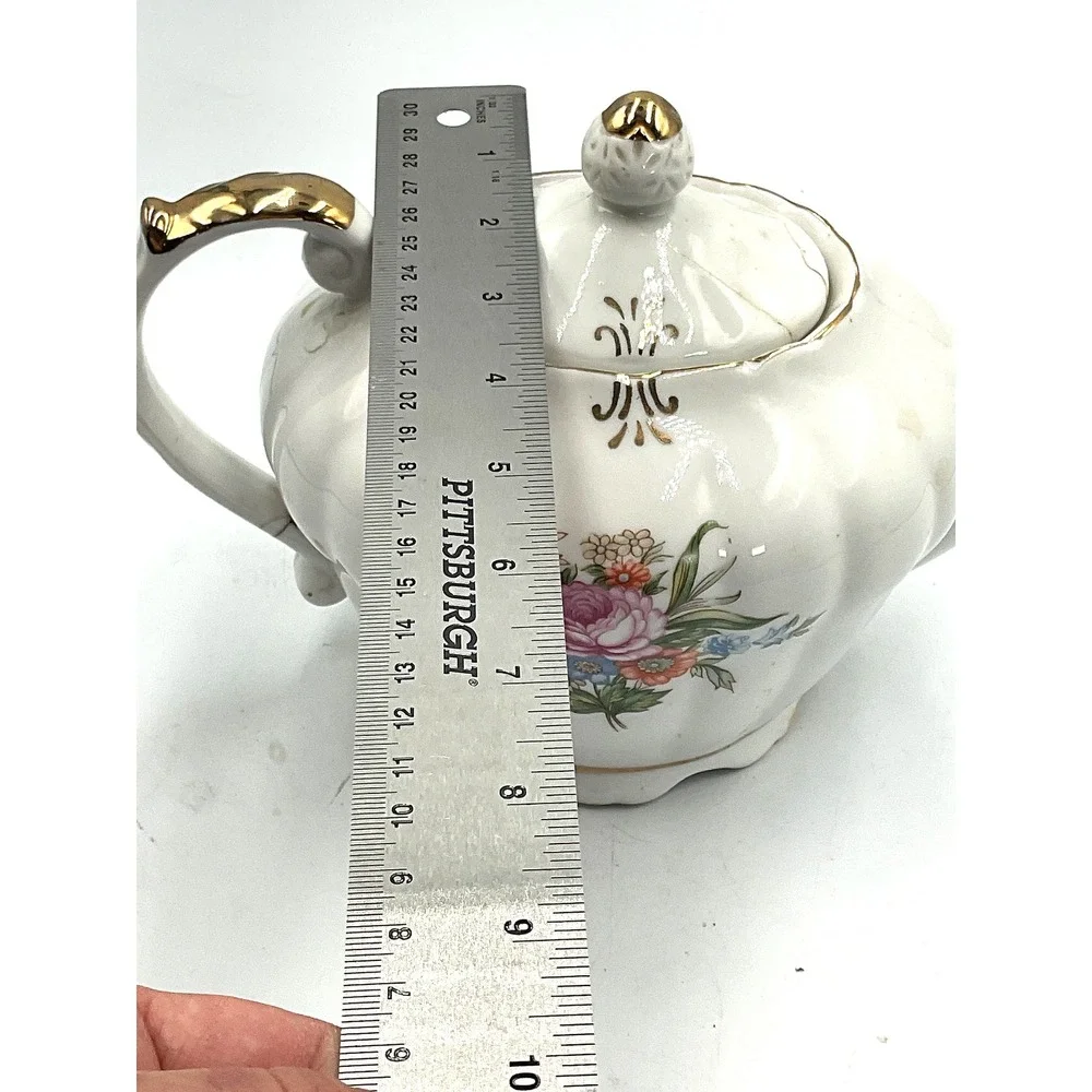 Vintage Porcelain‎ Teapot with Music Box - Floral Design